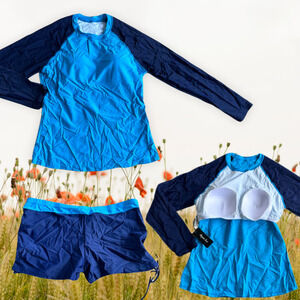 Aqua Eve Women two piece suit UPF 50 Aqua Blue  XL New‎ !